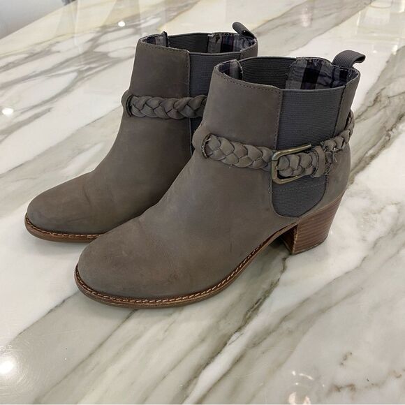 SPERRY Women's size 6.5 Top Sider Liberty Gray Leather Ankle Boots Block Heel - Picture 5 of 9